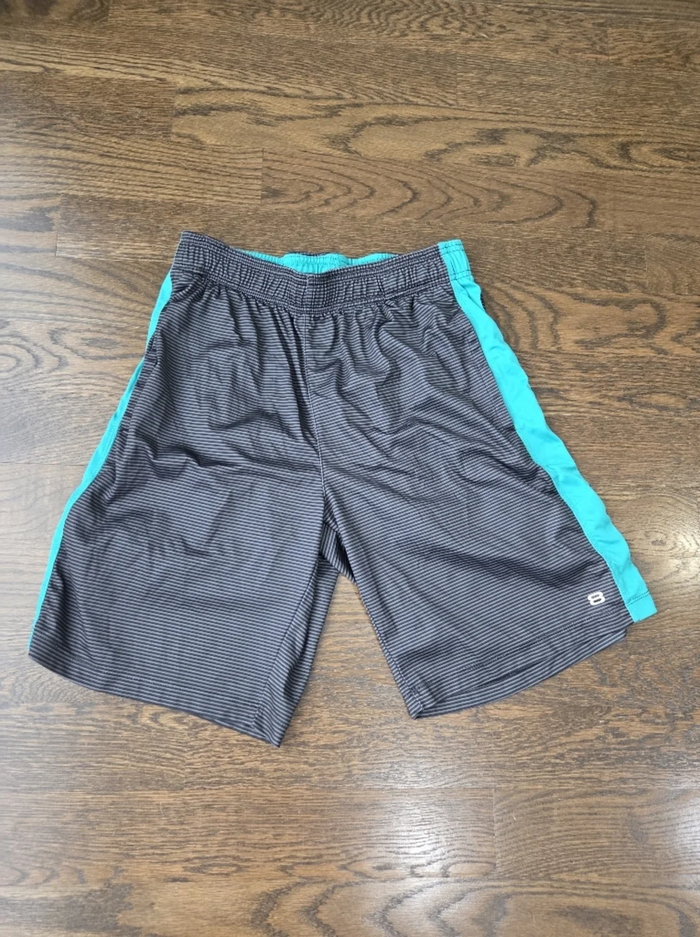 Layer 8 Men's Athletic Black Shorts with Teal Side Panels Sz.M